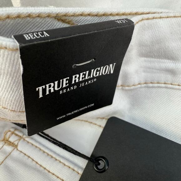 True Religion Jeans Women's 31 (12) Optic White Becca Mid Rise Bootcut Western - Picture 6 of 16